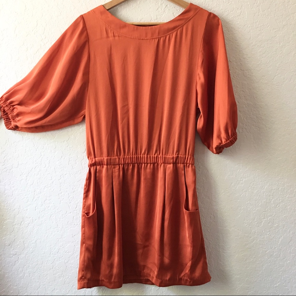 Michael Kors satin mini pocket dress dolman puff